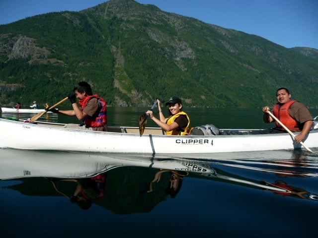 Trip 1 students canoeing on Ross Lake.