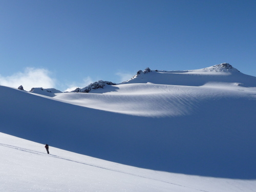 Marmot Ridge and skier